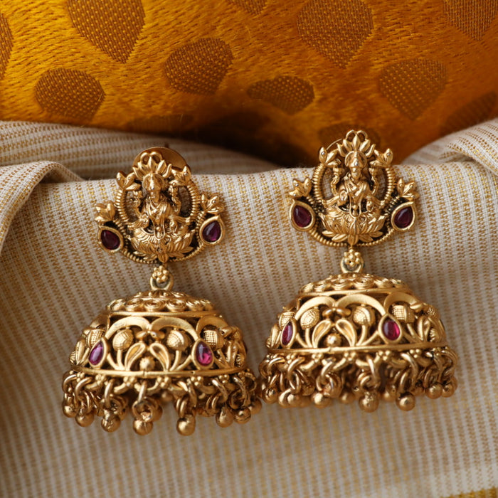 Antique gold temple jumka earrings AJ207