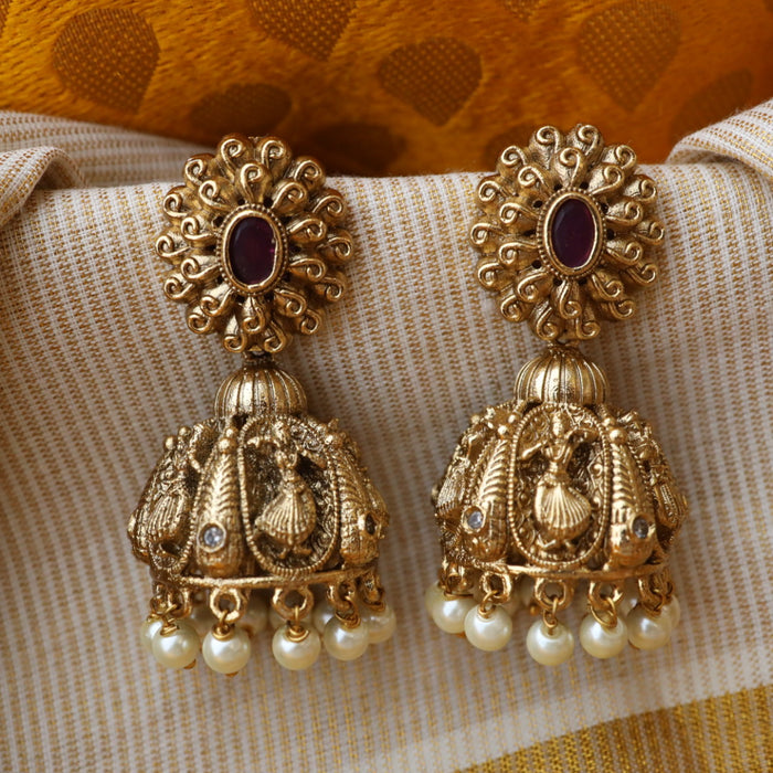 Antique gold temple earrings AJ210