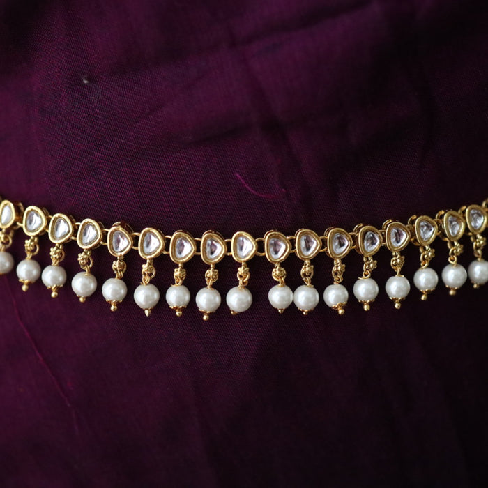 Heera trendy white stone and pearl waistchain W023