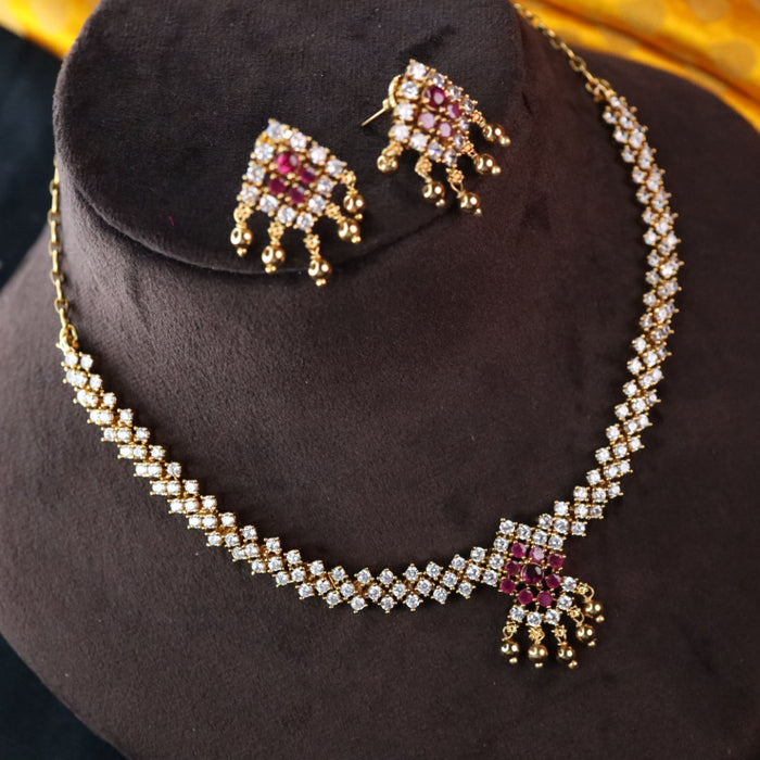 Antique short necklace with earrings TTS409