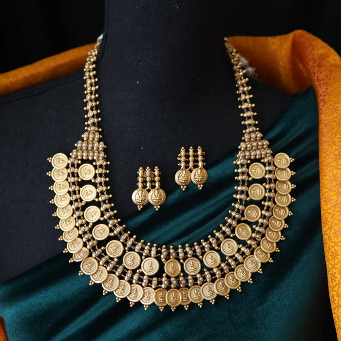 Clearance antique pearl coin short necklace and earrings SS11020