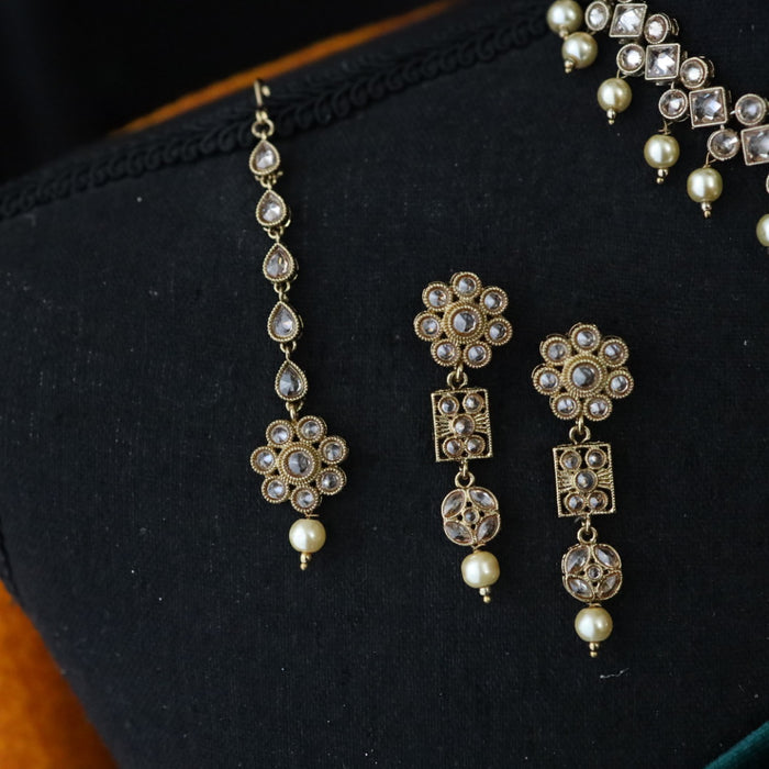 Trendy stone short necklace with earrings TW004