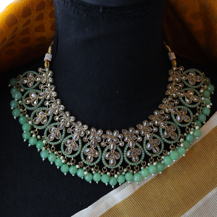 Trendy mint green choker necklace and earrings TM13