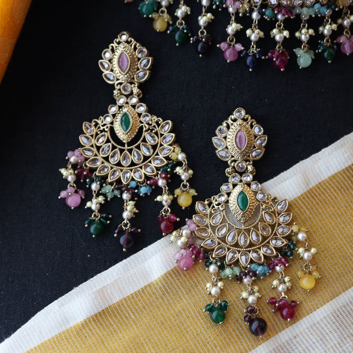 Trendy multi stone choker necklace and earrings TM48