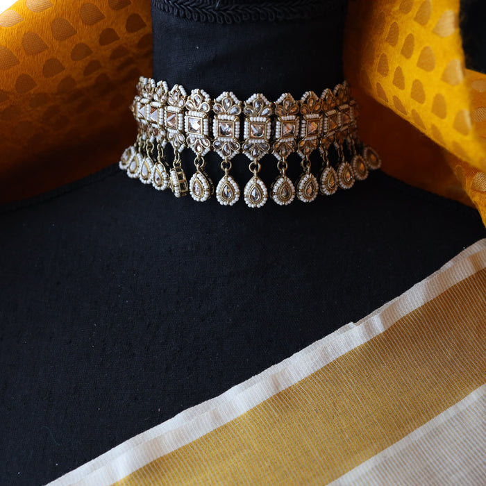 Trendy pearl choker necklace and earrings TW51
