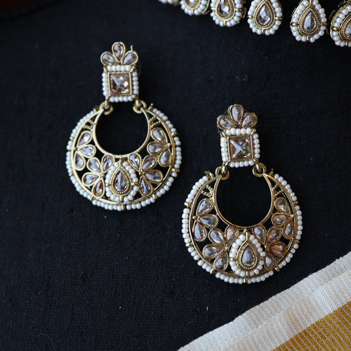 Trendy pearl choker necklace and earrings TW51