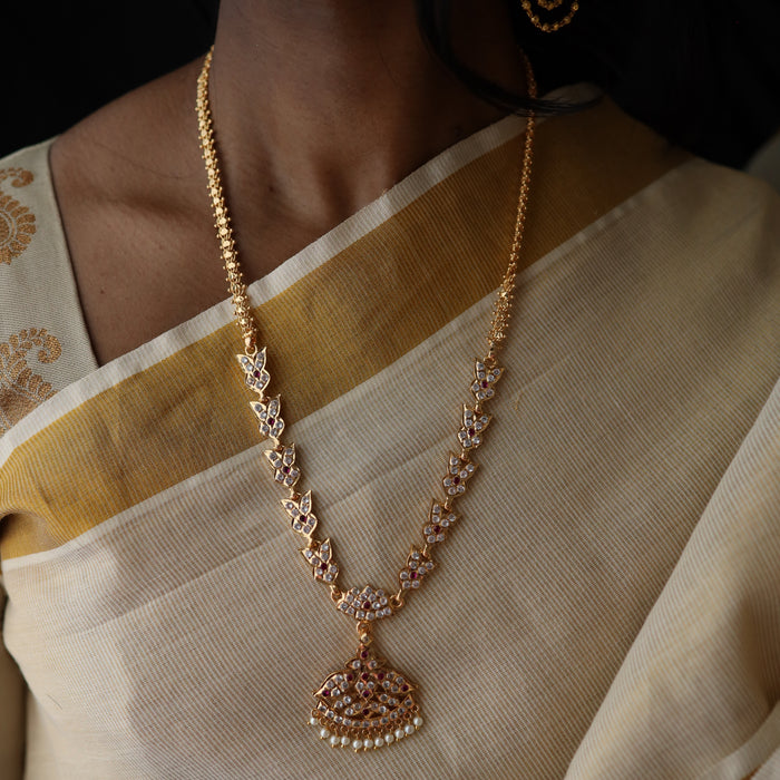 Heritage gold plated long necklace and earrings HL656