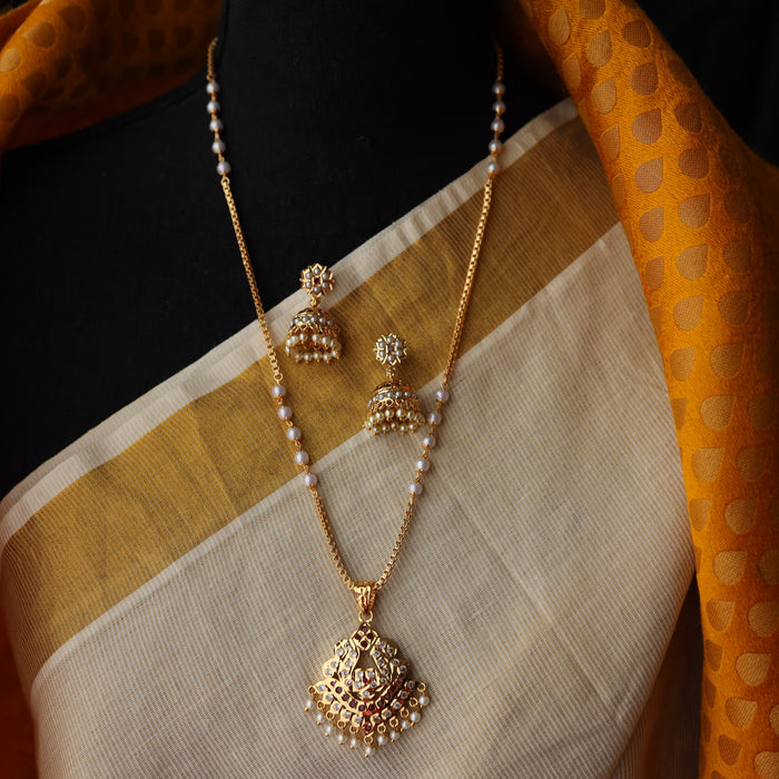 Heritage gold plated long necklace with earrings HP38