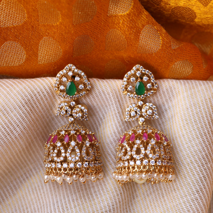 Antique multi stone pearls earrings AJ004