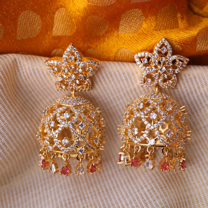 Heritage white stone pearls jumka earrings HJ0047