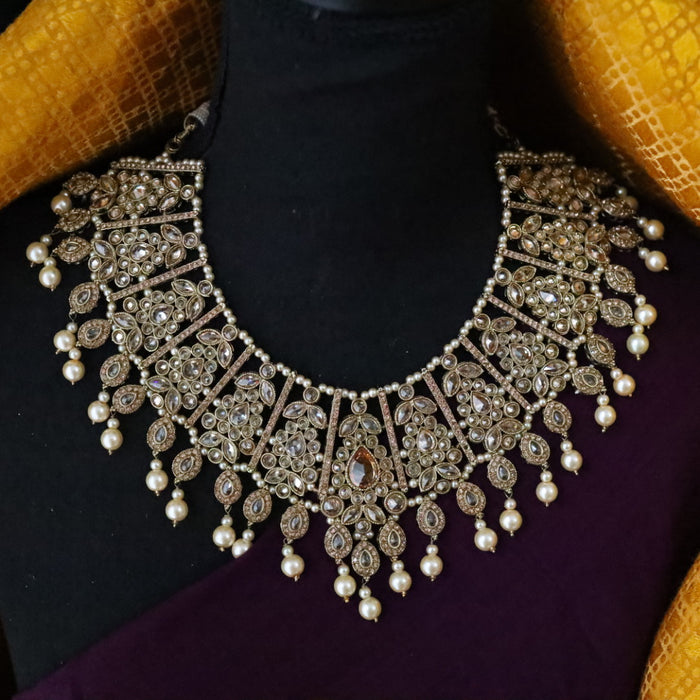 Clearance Trendy stone short necklace with earrings TW005