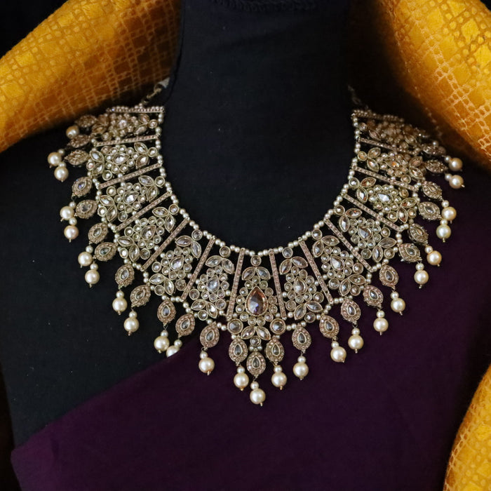 Clearance Trendy stone short necklace with earrings TW005