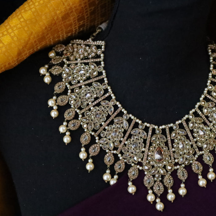Clearance Trendy stone short necklace with earrings TW005