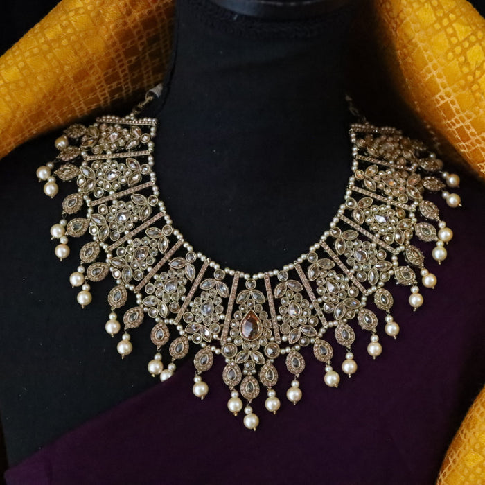 Clearance Trendy stone short necklace with earrings TW005
