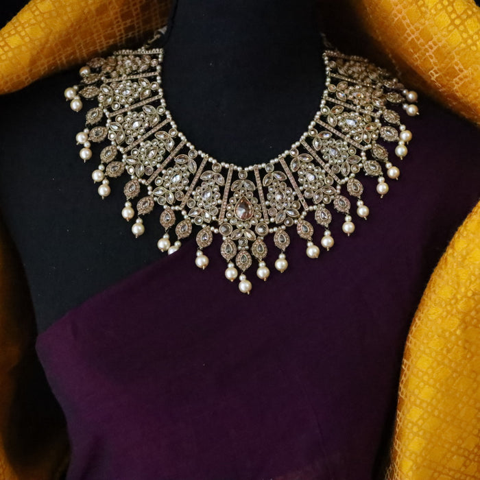 Clearance Trendy stone short necklace with earrings TW005