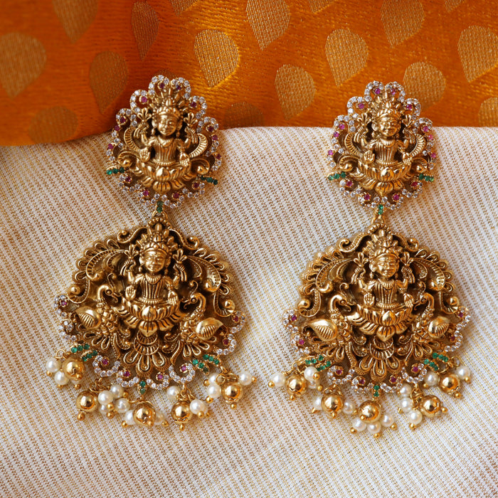 Antique gold and pearls drop earrings AD456