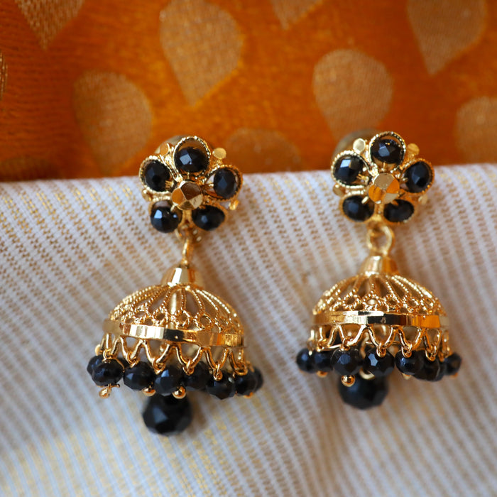 Heritage black pearls jumka earrings HJ00511