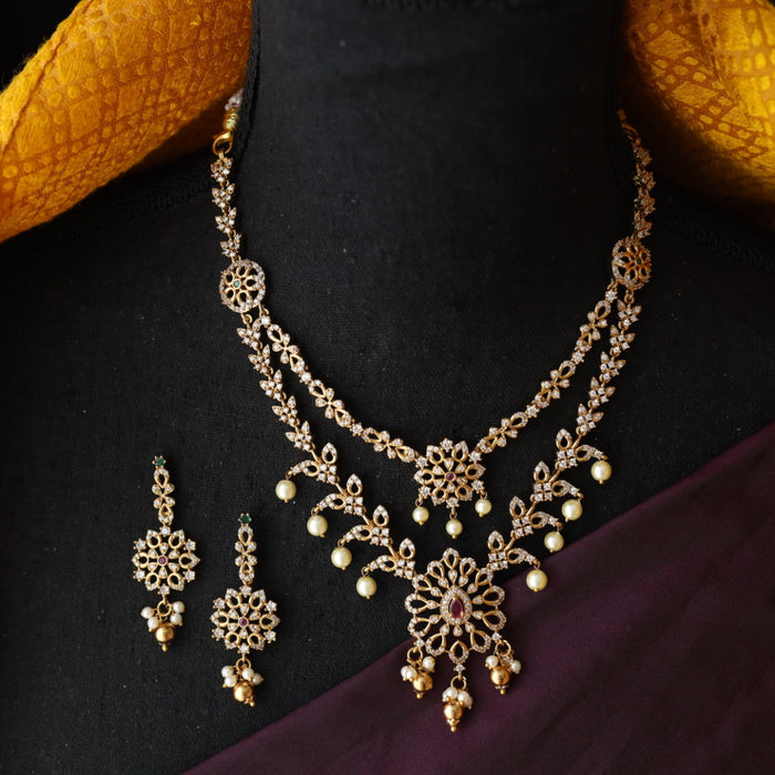 Antique layer short necklace and earrings TT02046