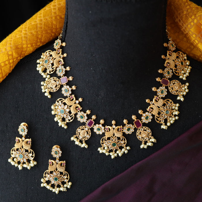 Antique pearl short necklace and earrings SS11042
