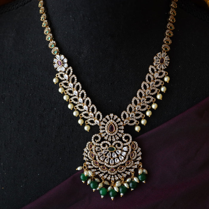 Antique white stone short necklace with earrings S1B202