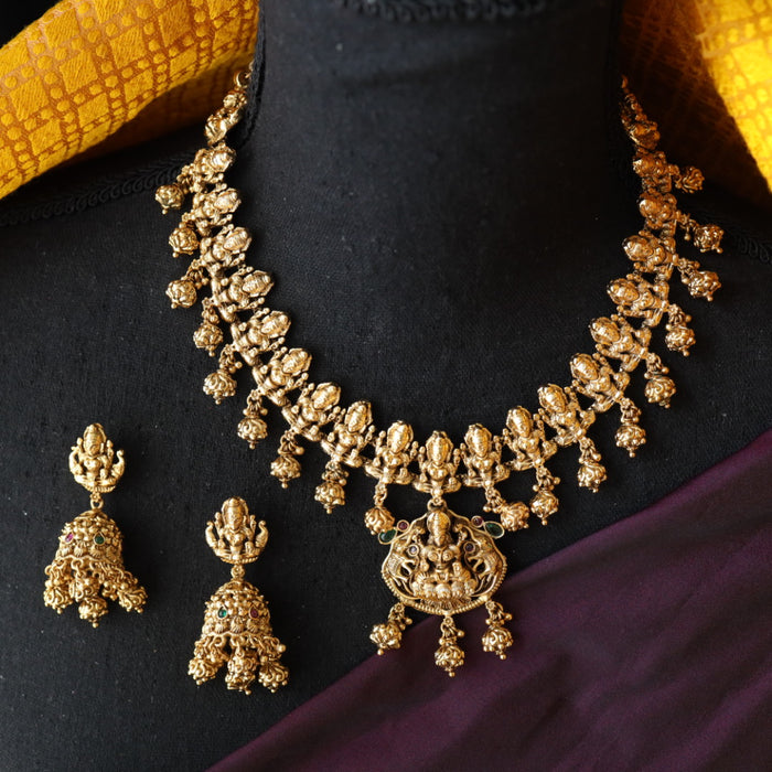 Antique gold short necklace with earrings SN1B224