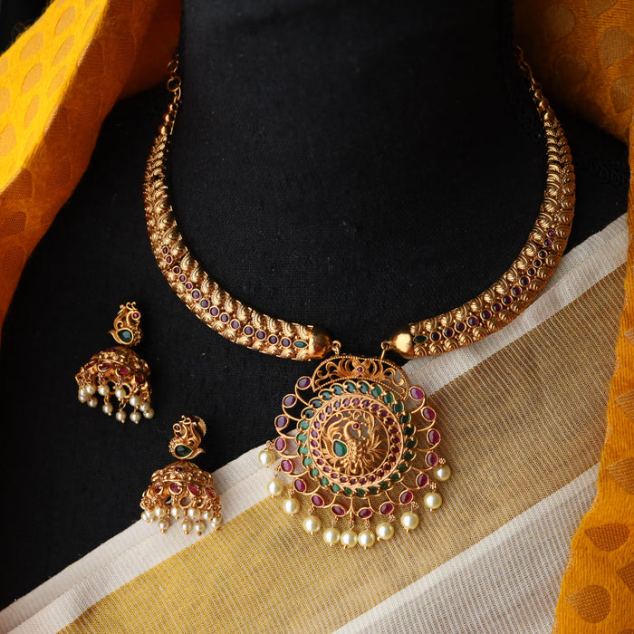 Antique short necklace with earrings S1B1899