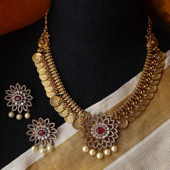 Antique mango short necklace with earrings S1B1347
