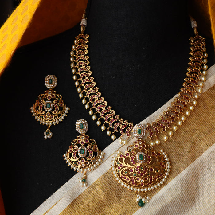 Antique mango short necklace with earrings S1B1349
