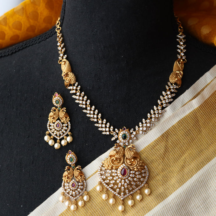 Antique short necklace with earrings S1B1131
