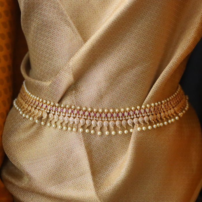 Heritage gold plated ruby white stone Cz stone waistchain 2345890
