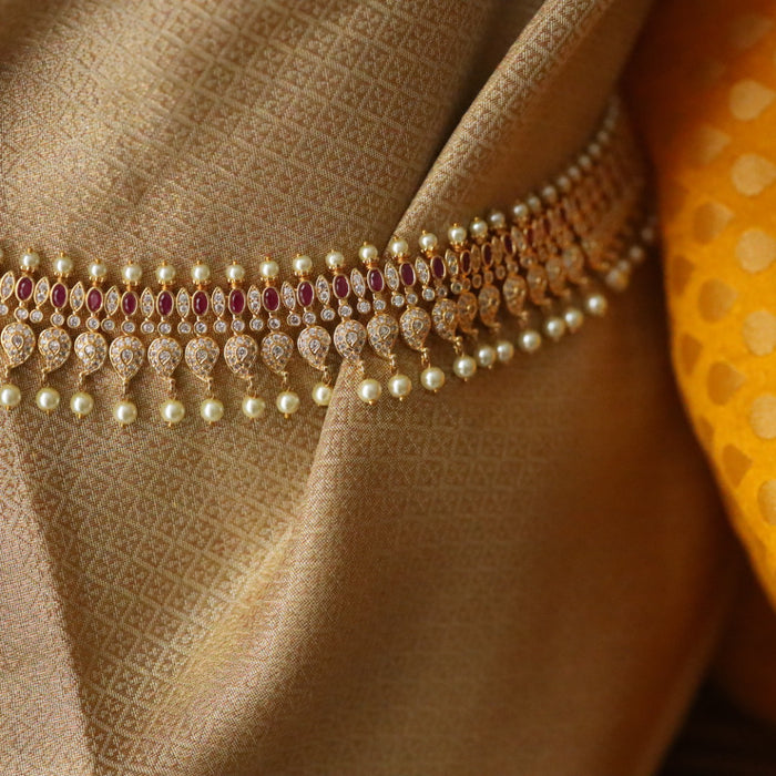 Heritage gold plated ruby white stone Cz stone waistchain 2345890