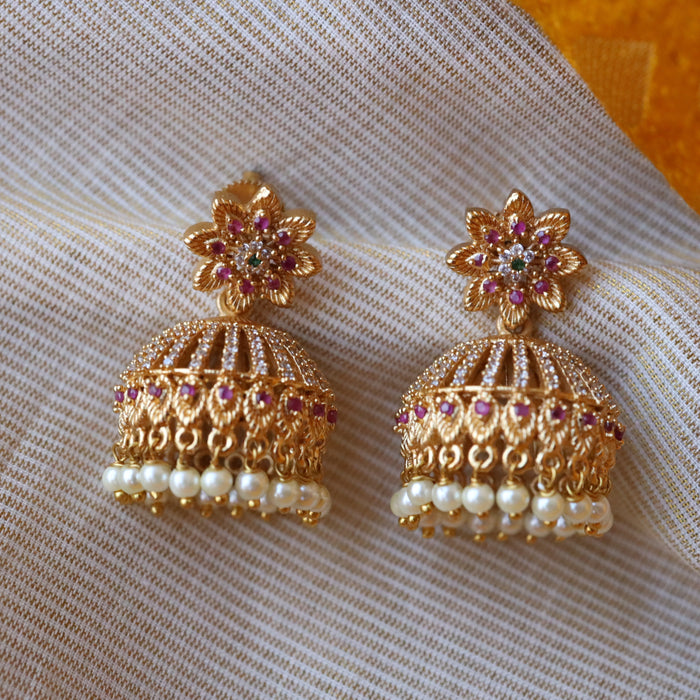Antique white stone Jumka earrings AJ70