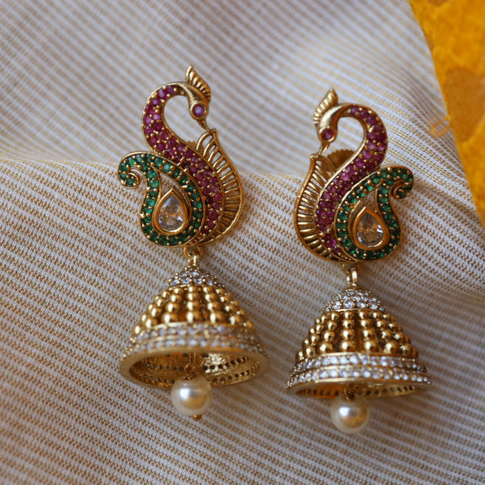 Antique gold & pearl jumka earrings AJ05