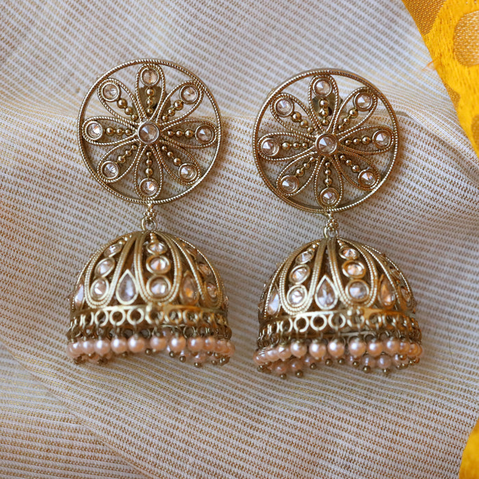 Trendy pearl jumka earrings and tikka AJ48