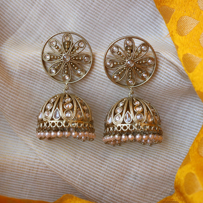 Trendy pearl jumka earrings and tikka AJ48