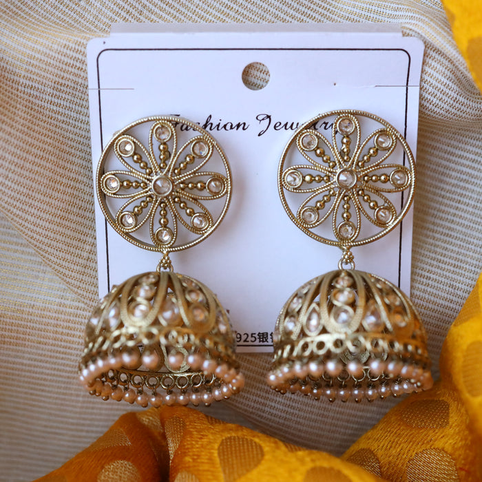 Trendy pearl jumka earrings and tikka AJ48