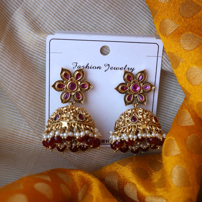 Antique ruby stone jumka earring AJ93