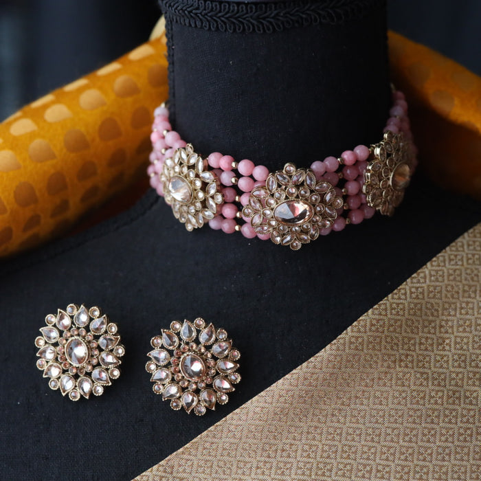 Clearance Trendy white stone choker necklace with earrings TP167