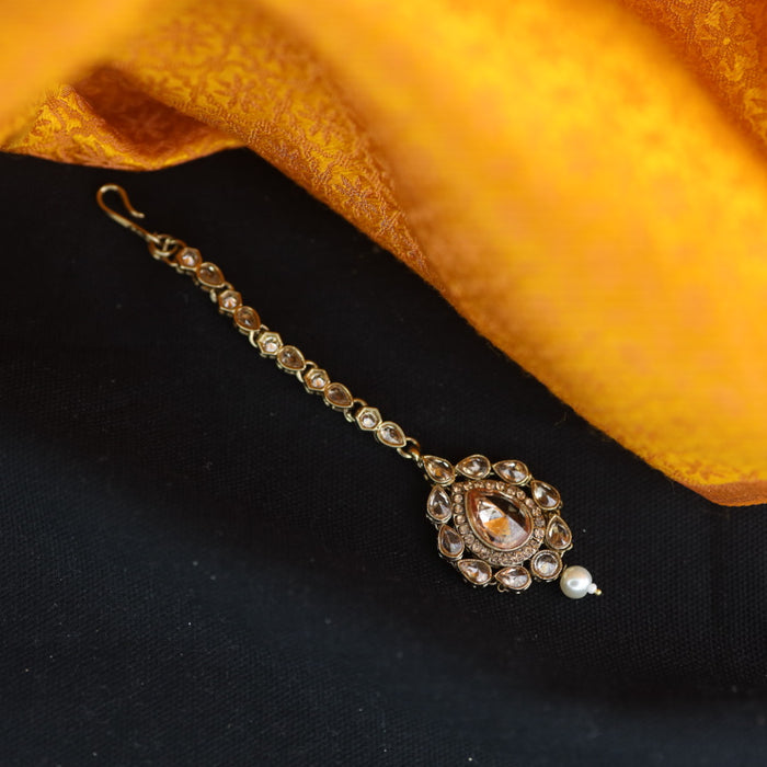 Trendy stone and pearl maang tikka 144345