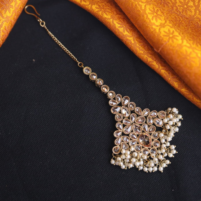 Trendy stone and pearl maang tikka 14434790