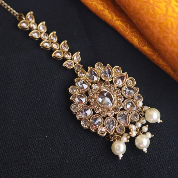 Trendy stone and pearl maang tikka 11654