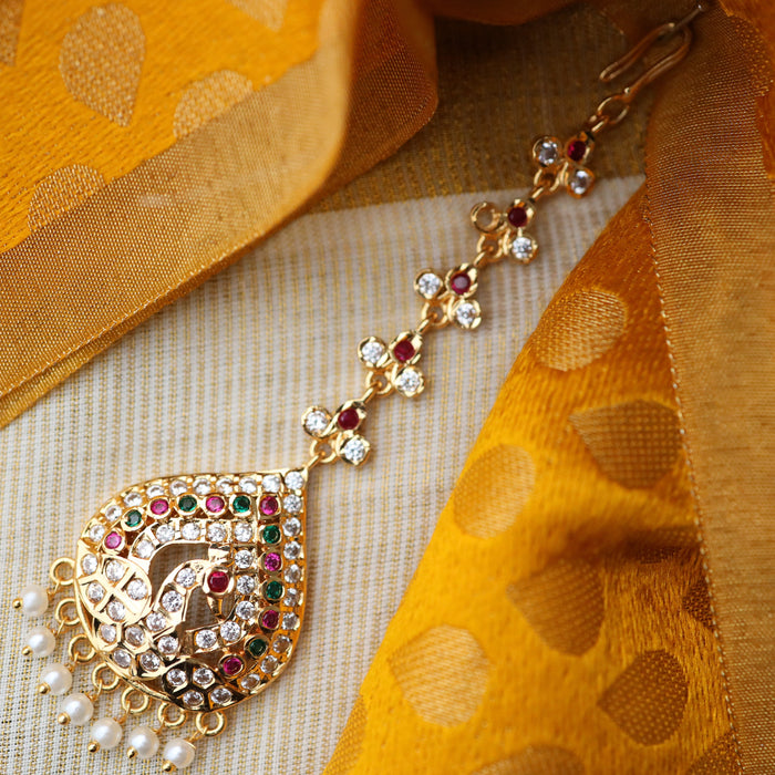 Heritage gold plated white stone tikka TH242