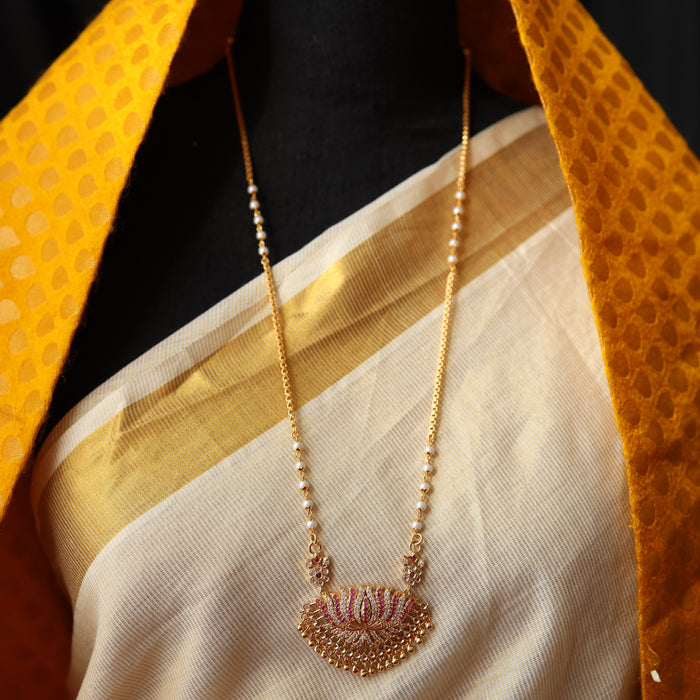 Heritage gold plated ruby and white padakam necklace HP899