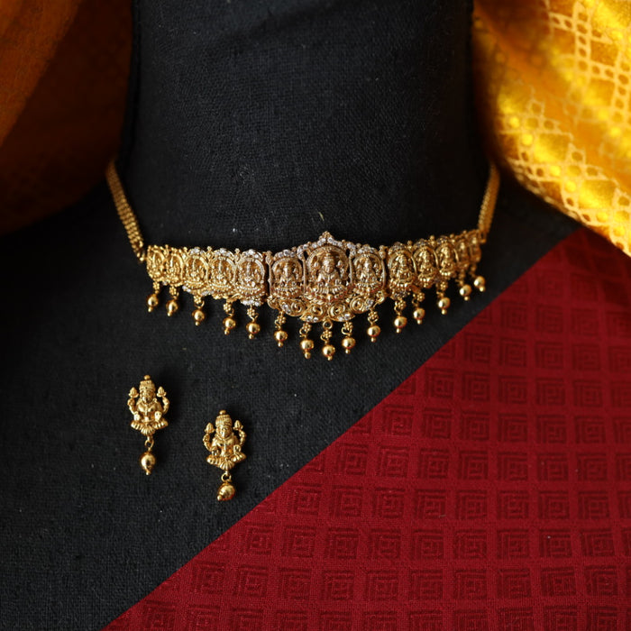 Antique temple choker necklace with earrings CCB111