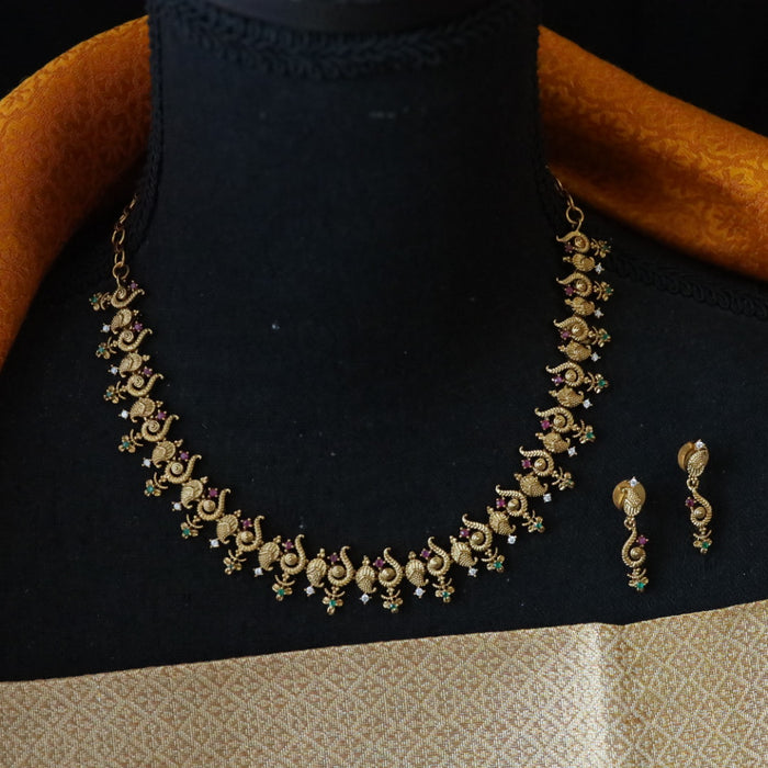 Antique short necklace with earrings SS10-106