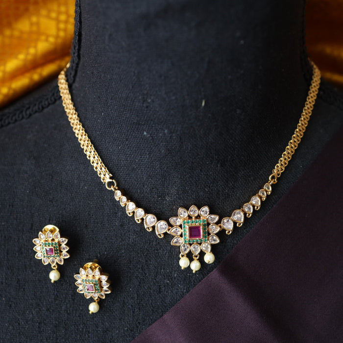 Antique multi stone choker necklace with earrings CCB104