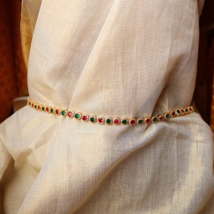 Heritage gold ruby green and white stone waistchain HW100569