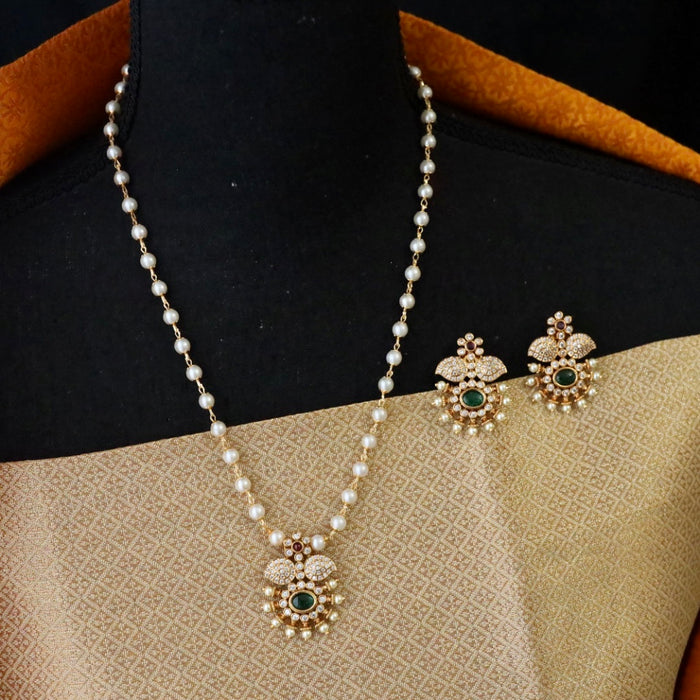 Padmini pearl long necklace with studd earrings PAD0013