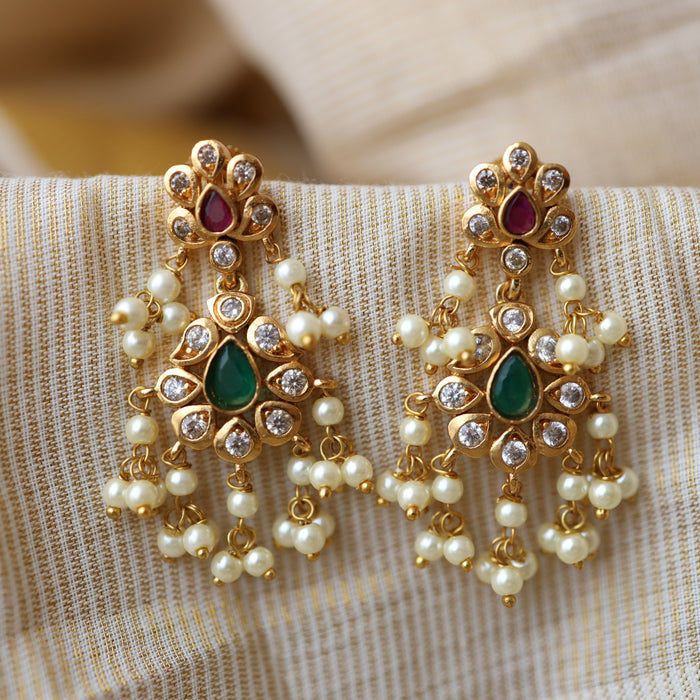 Antique green stone drop earring AD722