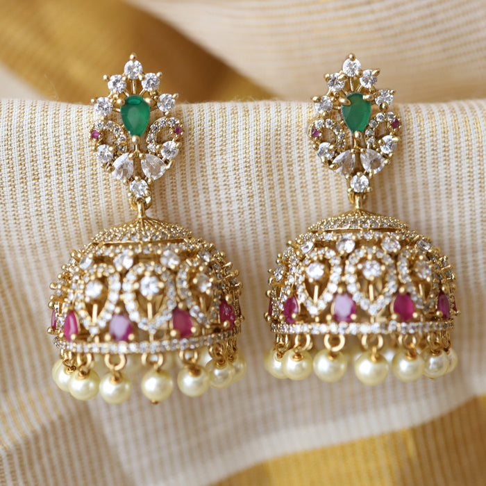 Antique green stone jumka earring AJ721